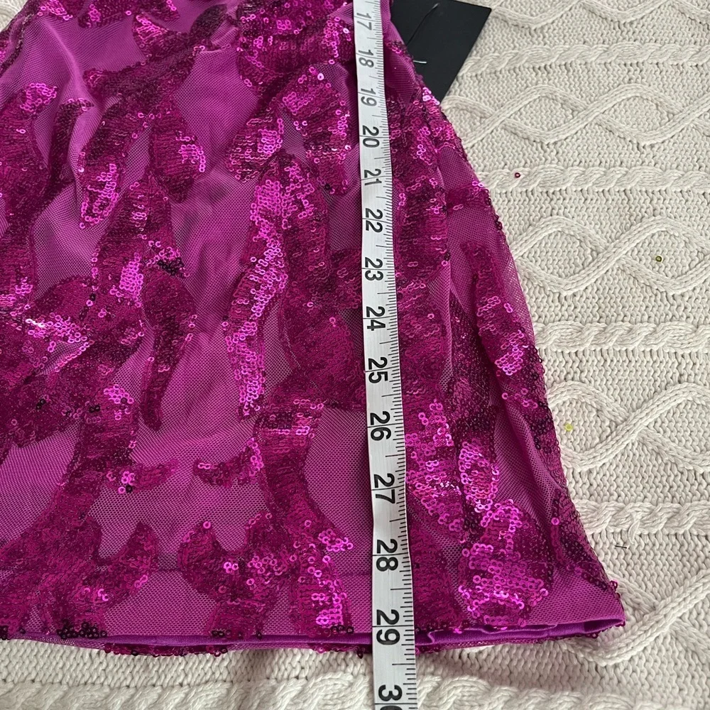NEW! Lulus Magenta Purple Sequin Shine Lace Up Mini Dress Size Small - Picture 8 of 14